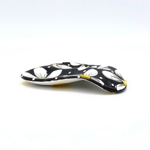 Black and White Daisy Double Spoon Rest