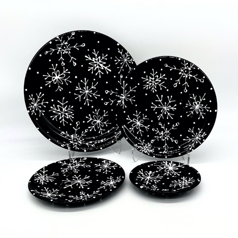 Black and White Snowflake Plates