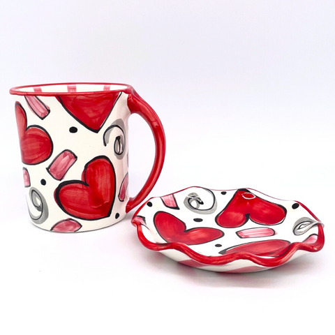 Confetti Hearts Mug and Saucer Bundle