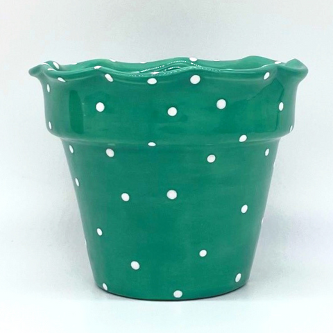 Teal and White Dots Garden Planter