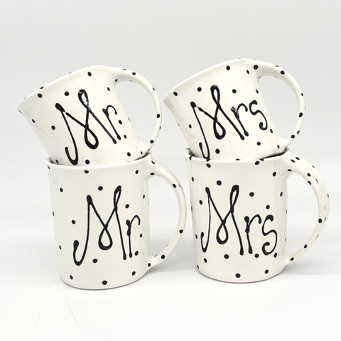 Mr. & Mrs. Mug Set - Black Dot