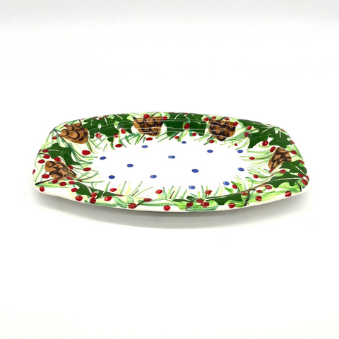 Pinecone Holly Elliptical Plate