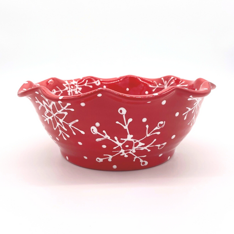 Red and White Snowflake Bowl
