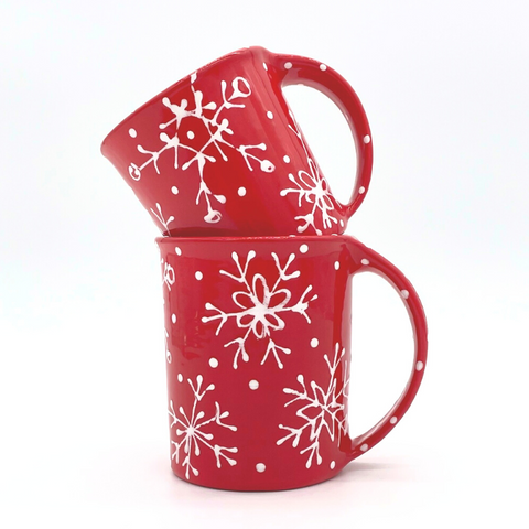 Red and White Snowflake Mug