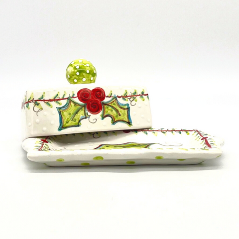 Retro Holly Butter Dish