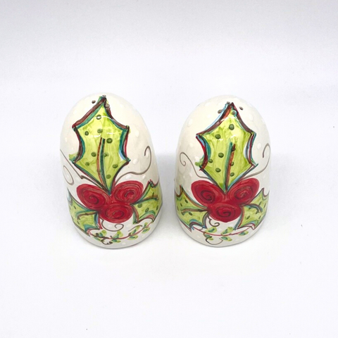 Retro Holly Salt and Pepper Shakers